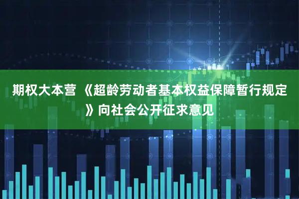 期权大本营 《超龄劳动者基本权益保障暂行规定》向社会公开征求意见