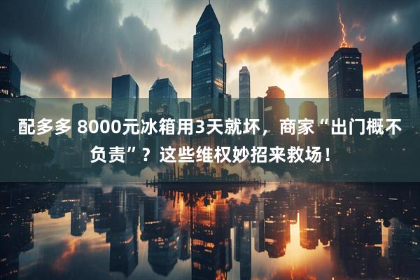 配多多 8000元冰箱用3天就坏，商家“出门概不负责”？这些维权妙招来救场！